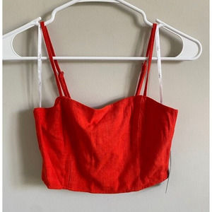 NEW LULU'S‎ Dark Red Cropped Cami Adjustable Spaghetti Straps Size XS Ribbed Top